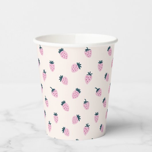Erdbeeren rosa Papiertasse Pappbecher (Links)