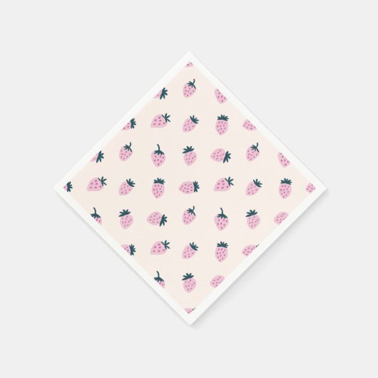 Erdbeeren rosa Papiertasse Serviette (Ecke)