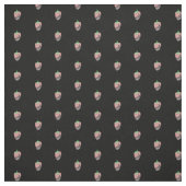 Erdbeeren Rosa Schwarzes Fruchtmuster Stoff (Muster)