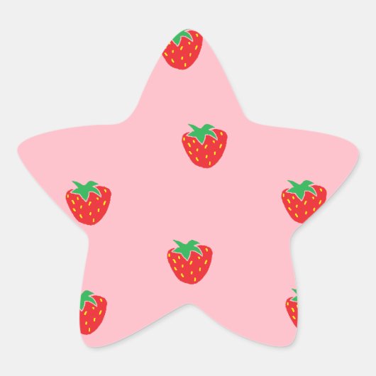 Erdbeeren Rosa Stern-Aufkleber (Vorderseite)