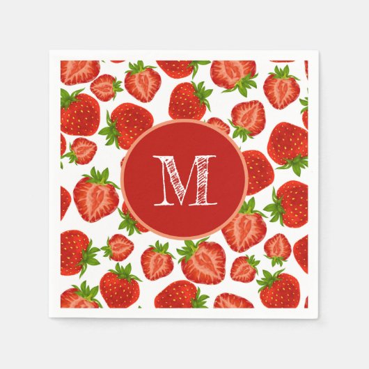 Erdbeeren Rot Muster Serviette (Vorderseite)