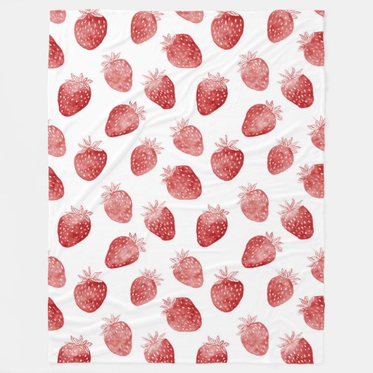 Erdbeeren Rot Weiße Punkte Fleecedecke (Vorderseite)