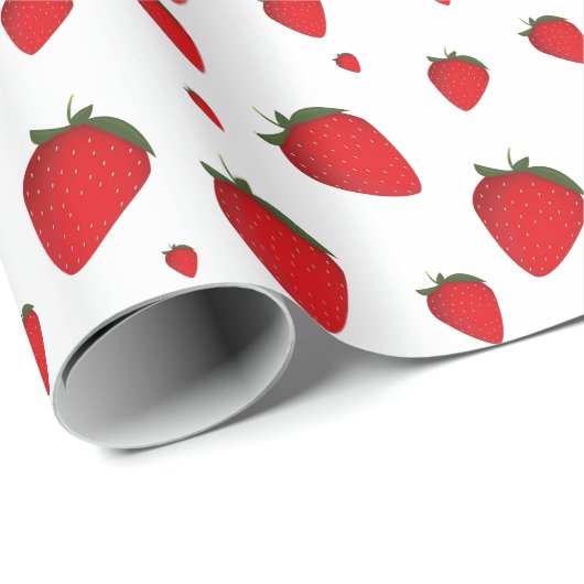 Erdbeeren, Rot-Weißes Fruchtfutter Geschenkpapier (Rolleneckpunkt)