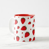 Erdbeeren, Rot-Weißes Fruchtfutter Zweifarbige Tasse (Vorderseite Links)