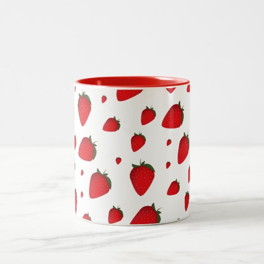 Erdbeeren, Rot-Weißes Fruchtfutter Zweifarbige Tasse (Mittel)