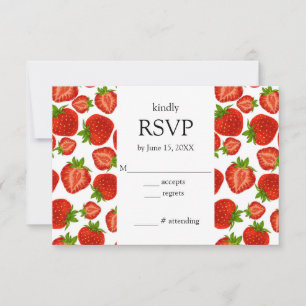 Erdbeeren Rote und weiße botanische RSVP-Karte RSVP Karte