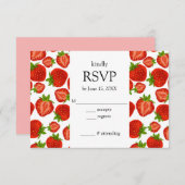 Erdbeeren Rote und weiße botanische RSVP-Karte RSVP Karte (Vorne/Hinten)