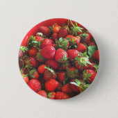 Erdbeeren Rotes Foto Button (Vorderseite)