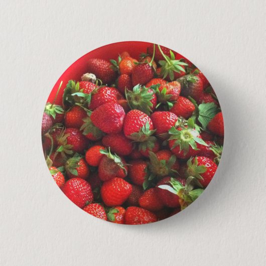 Erdbeeren Rotes Foto Button (Vorderseite)