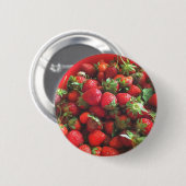 Erdbeeren Rotes Foto Button (Vorne & Hinten)