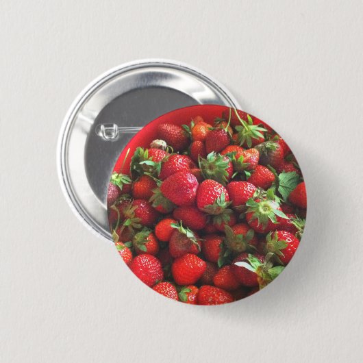 Erdbeeren Rotes Foto Button (Vorne & Hinten)