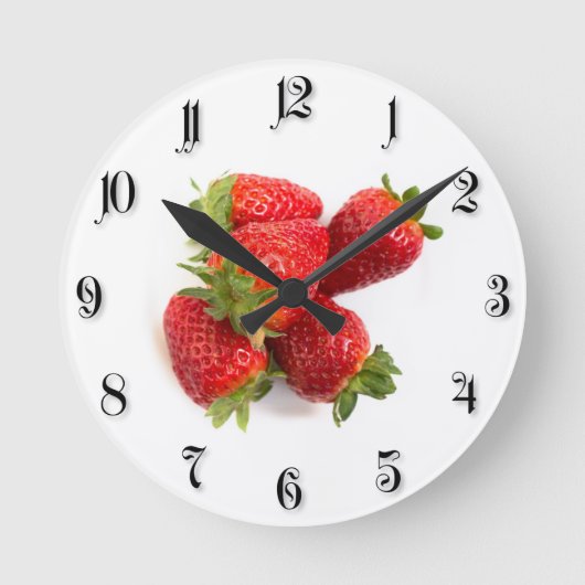 Erdbeeren Runde Wanduhr (Vorderseite)