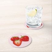 Erdbeeren Runder Pappuntersetzer (Vor Ort)