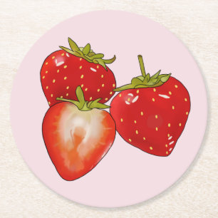 Erdbeeren Runder Pappuntersetzer