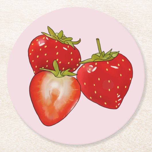 Erdbeeren Runder Pappuntersetzer (Vorderseite)