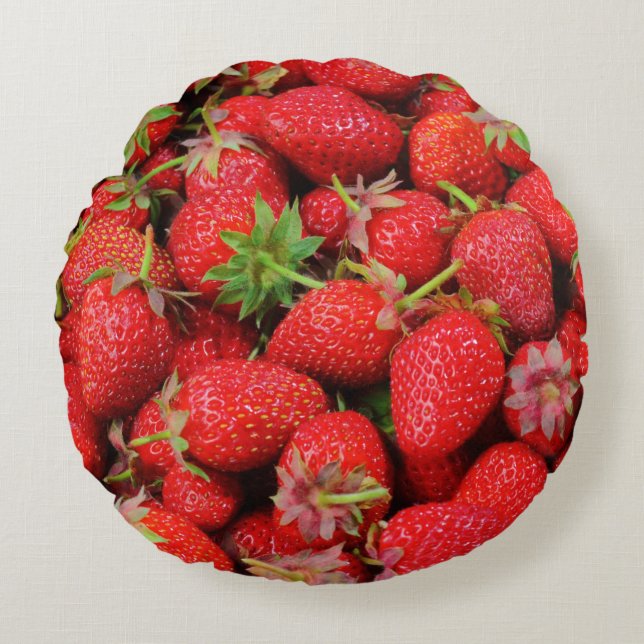 Erdbeeren Rundes Kissen (Vorderseite)
