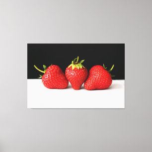 Erdbeeren Schwarz Ov Weiß 60x40 (150x100cm) Waccn Leinwanddruck