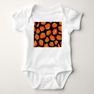 Erdbeeren Schwarz: Vintage Nahtlose Textur Baby Strampler