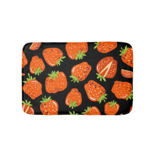 Erdbeeren Schwarz: Vintage Nahtlose Textur Badematte
