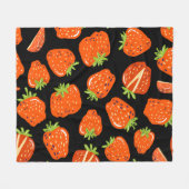 Erdbeeren Schwarz: Vintage Nahtlose Textur Fleecedecke (Vorderseite (Horizontal))