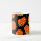 Erdbeeren Schwarz: Vintage Nahtlose Textur Kaffeetasse (Mittel)