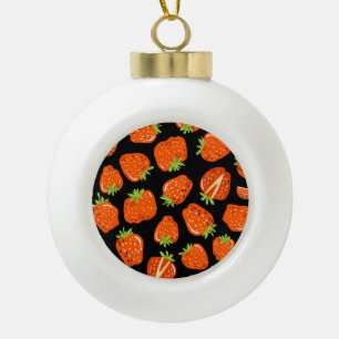 Erdbeeren Schwarz: Vintage Nahtlose Textur Keramik Kugel-Ornament