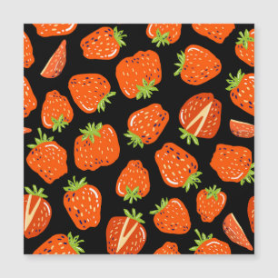 Erdbeeren Schwarz: Vintage Nahtlose Textur Magnetkarte