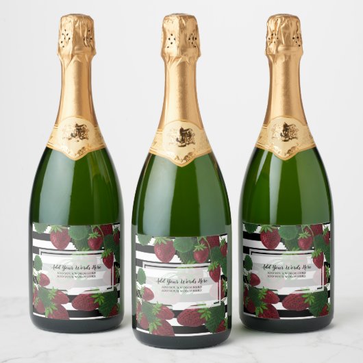 Erdbeeren Set für Lebensmittel und Getränke Schaumweinetikett (Flaschen)