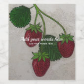 Erdbeeren Set für Lebensmittel und Getränke Weinetikett (Einzelnes Label)
