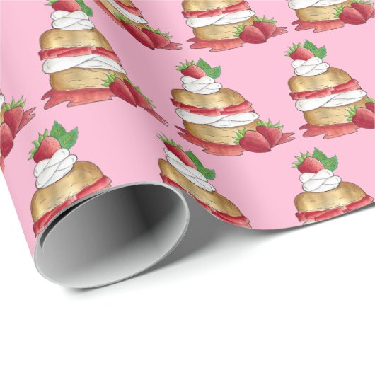 Erdbeeren Shortcake Cake Dessert Erdbeeren Geschenkpapier (Rolleneckpunkt)