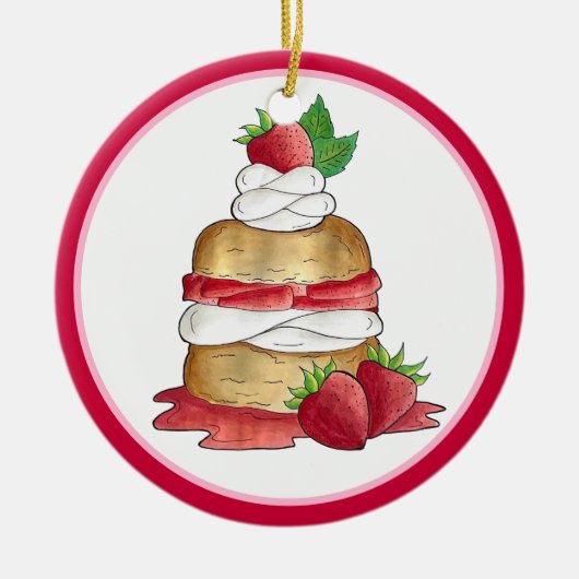 Erdbeeren Shortcake Cake Dessert Erdbeeren Keramik Ornament (Vorne)