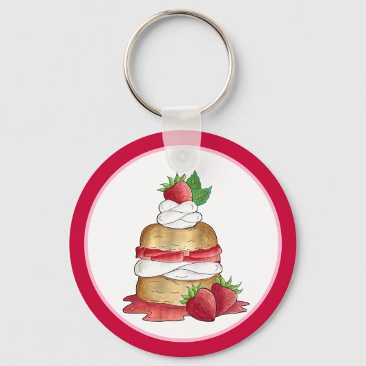 Erdbeeren Shortcake Cake Dessert Erdbeeren Schlüsselanhänger (Vorderseite)