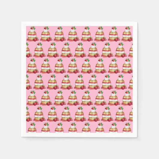 Erdbeeren Shortcake Cake Dessert Erdbeeren Serviette (Vorderseite)