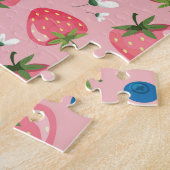 Erdbeeren Sommer, Cartoon mädchenhaft Hintergrund. Puzzle (Seite)