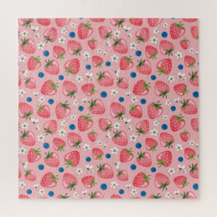 Erdbeeren Sommer, Cartoon mädchenhaft Hintergrund. Puzzle