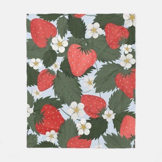 Erdbeeren: Sommerfrucht Musterdesign. Fleecedecke (Vorderseite)