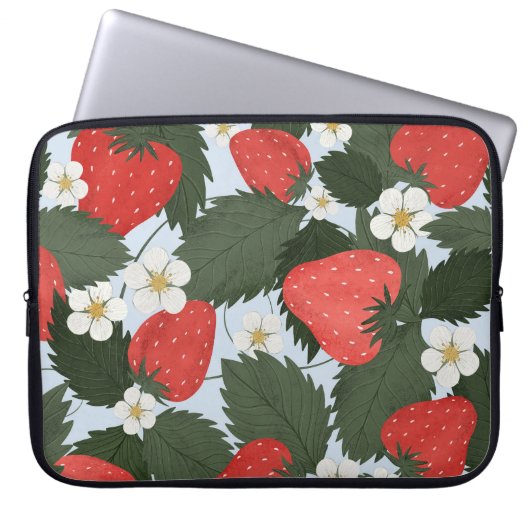 Erdbeeren: Sommerfrucht Musterdesign. Laptopschutzhülle (Vorderseite)