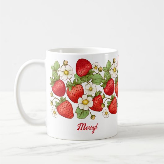 Erdbeeren Sommerfrüchte, kundenspezifische Bezeich Kaffeetasse (Links)