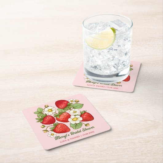 Erdbeeren Sommerfrüchte, kundenspezifische Bezeich Rechteckiger Pappuntersetzer (Vor Ort)