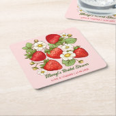 Erdbeeren Sommerfrüchte, kundenspezifische Bezeich Rechteckiger Pappuntersetzer (angewinkelt)