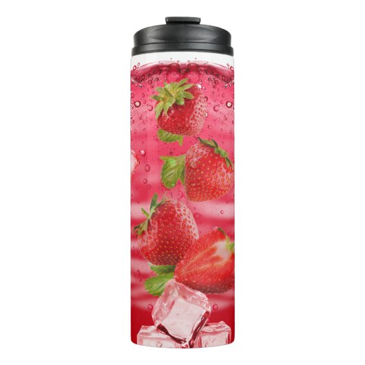 Erdbeeren Sommergetränk mit Eiskuben Thermosbecher (Vorderseite)