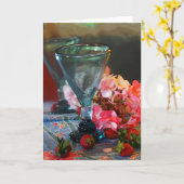 "Erdbeeren" Stillleben mit Brillen & Blume Karte (Gelbe Blume)