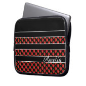 Erdbeeren Streifen Schwarz Personalisiert Laptopschutzhülle (Vorderseite Links)