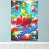 Erdbeeren Stretched Canvas Print Leinwanddruck (Insitu (Holzboden))
