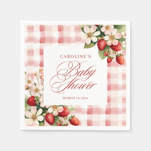 Erdbeeren Süße Baby Shower Serviette (Vorderseite)