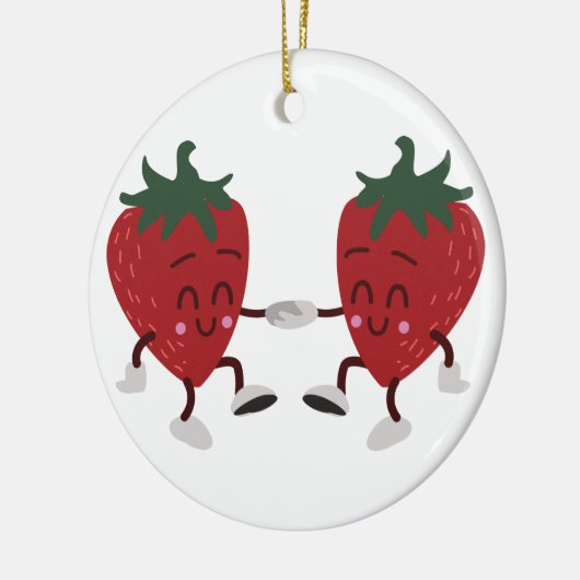 Erdbeeren tanzen keramik ornament (Links)