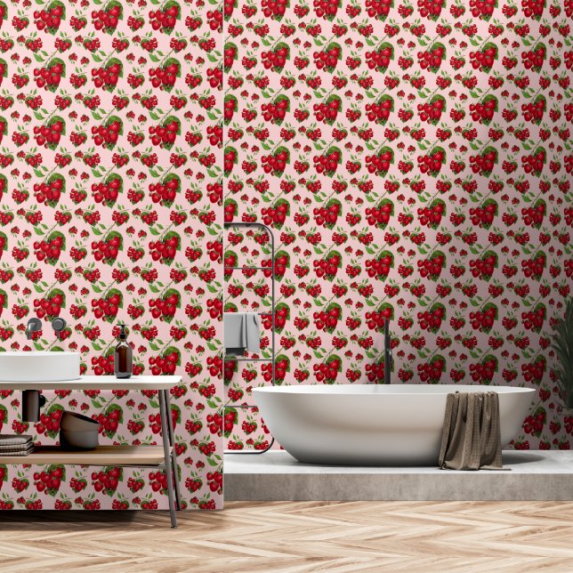 Erdbeeren Tapete (Badezimmer)