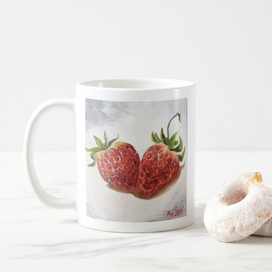 Erdbeeren-Tasse Kaffeetasse (Mit Donut)