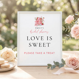 Erdbeeren-Teetasse Liebe ist süße Hochzeitsdusche- Poster