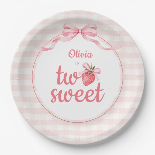 Erdbeeren Two Sweet 2. Geburtstag Pappteller (Vorderseite)